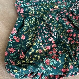 LOFT Dark Green Skirt with Pink Floral Design